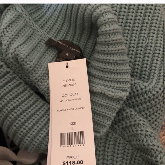 french connection blue turtle neck sweater - Picture 3 of 6